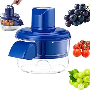 Blue Fruit and Vegetable Peeler with fruits and vegetables on a white background