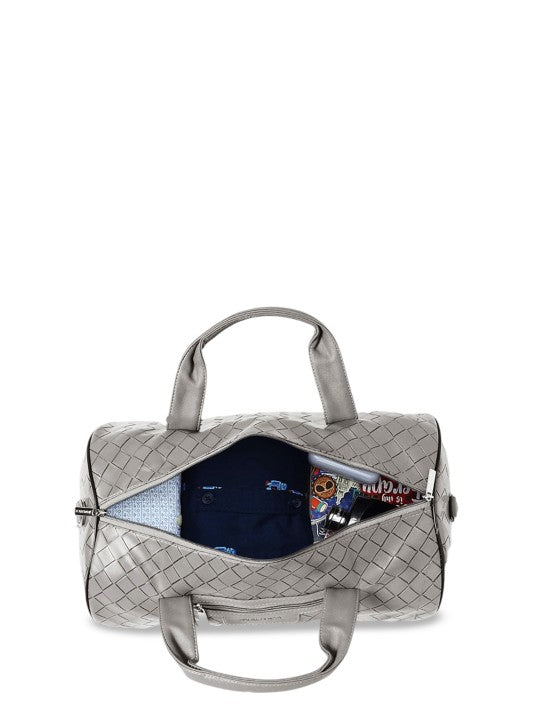 Silver woven Nautica - Casual Duffel Bag with a clear compartment on a white background