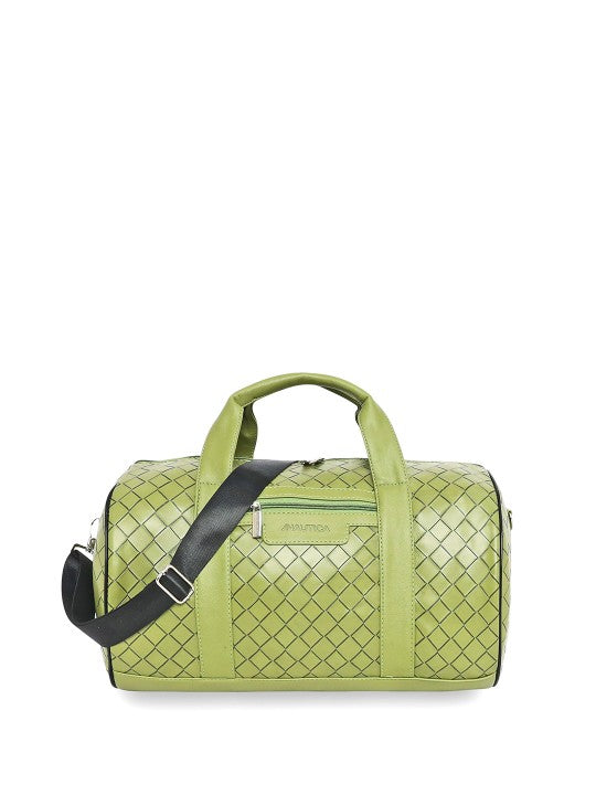 Green woven Nautica - Casual Duffel Bag with a black strap on a white background