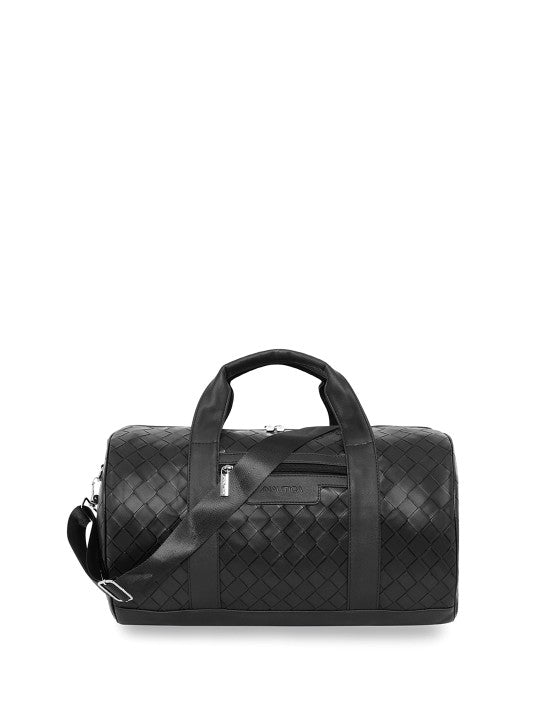 Black quilted Nautica - Casual Duffel Bag on a white background