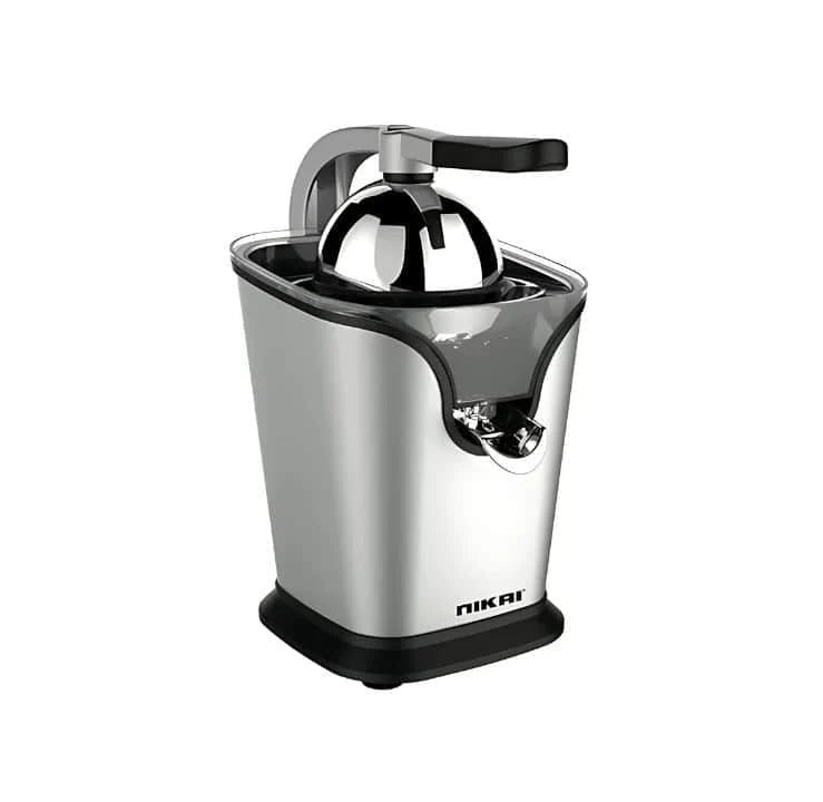 Nikai - Stainless Steel Citrus Juicer with black base on a white background