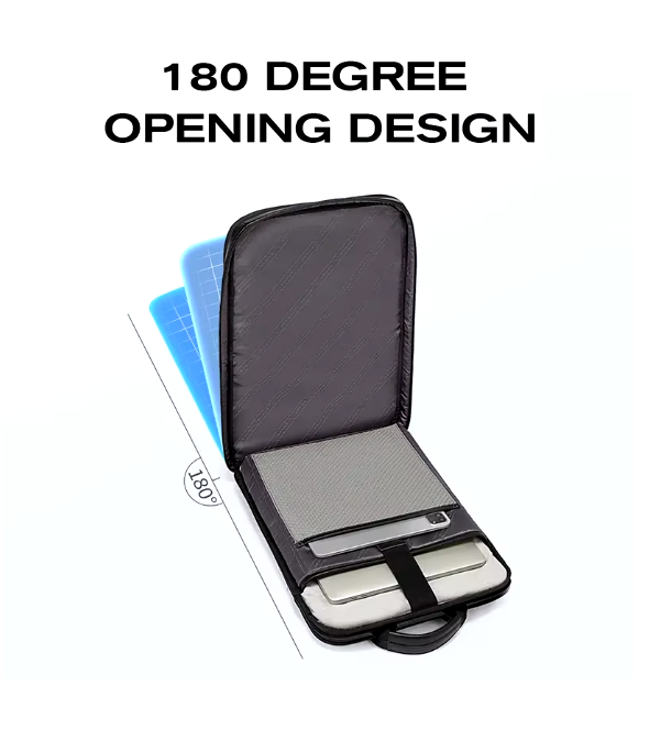 Black Laptop Lounge with 180-degree opening design on a white background