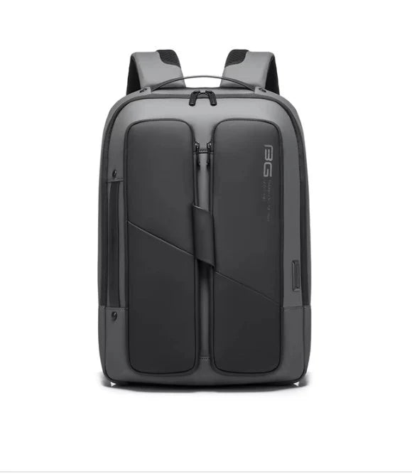 Gray "casual carry bag" backpack with a visible brand logo on a white background