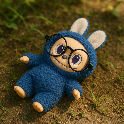 Labubu Furry Bunny Figure – Cute Monster with Glasses