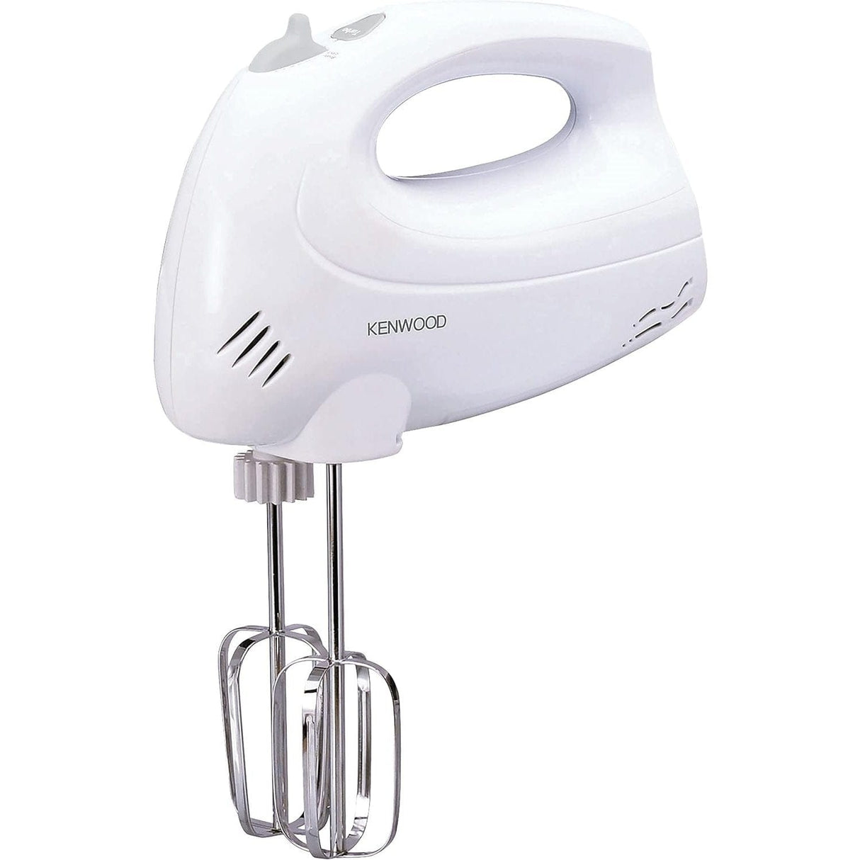 White Kenwood hand mixer on a white background