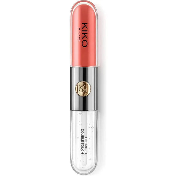 Kiko Milano lip gloss with pink shade on a white background