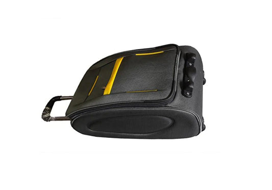 leather suitcase Black and yellow on a white background