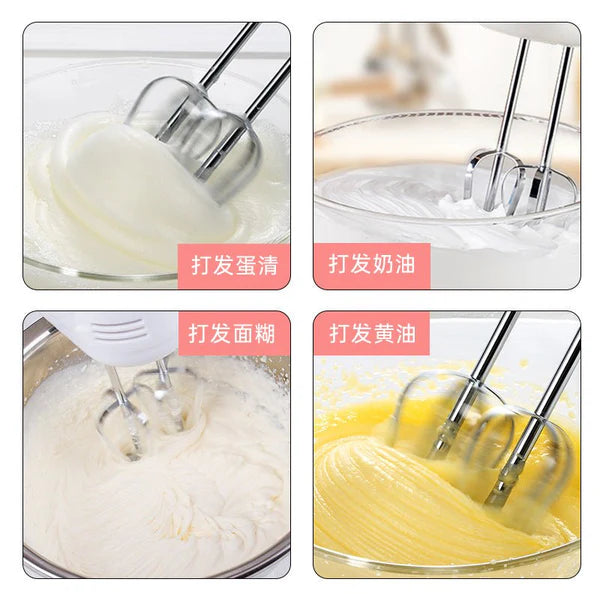 Four-step process of using an Nova - Hand Mixer with text labels in a collage format.