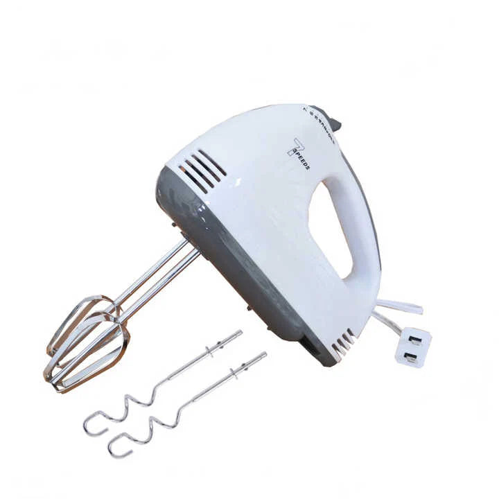 White Nova - Hand Mixer with attachments on a white background