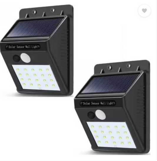 Two Solar Power LED Light. HG-30. wall lights with motion sensor on a white background